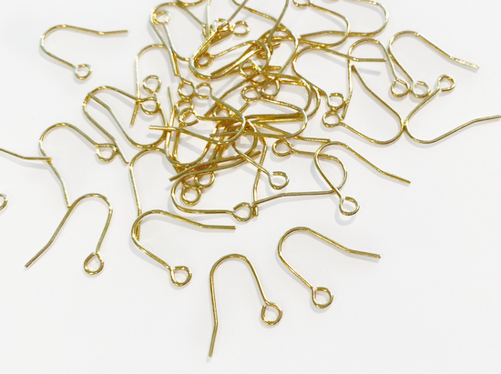 13mm Small Gold-Plated Stainless Steel Ear Wire, 22 gauge Earring Hooks