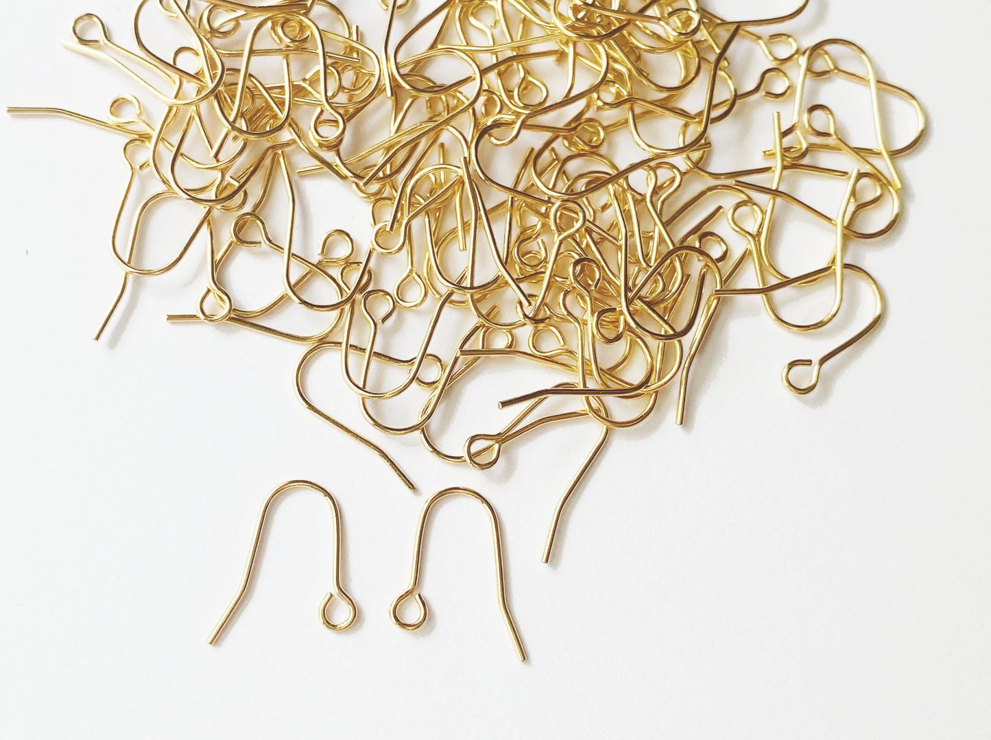 13mm Small Gold-Plated Stainless Steel Ear Wire, 22 gauge Earring Hooks