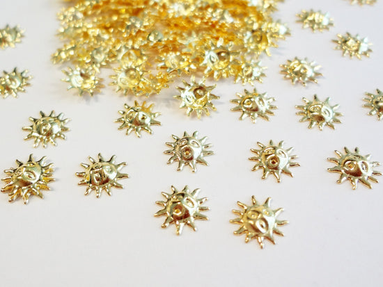 6mm Gold Sun With Face Studs