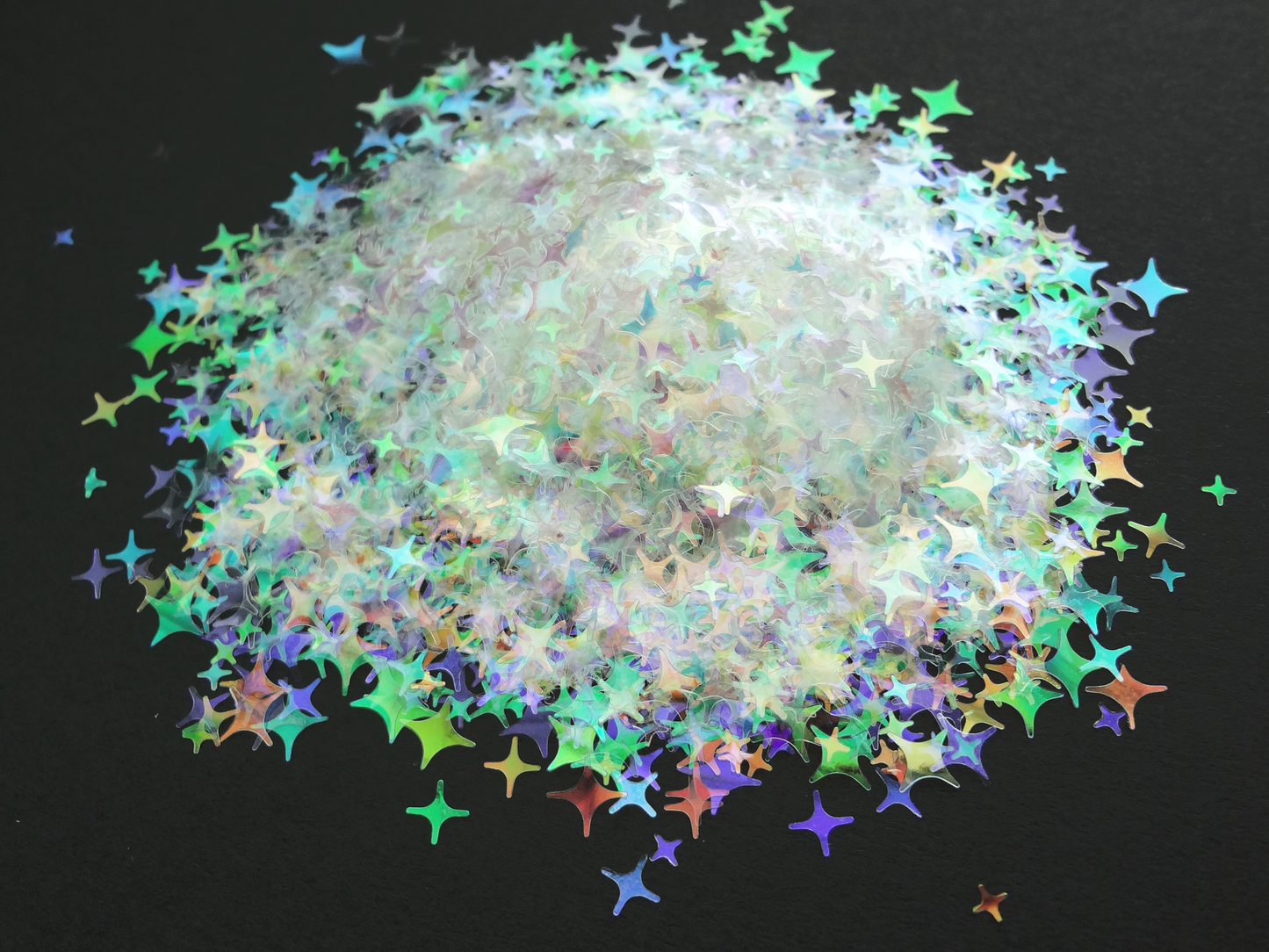 Iridescent Four Point Stars Glitter, 2mm, 4mm and 5mm mix, Solvent Resistant Glitter