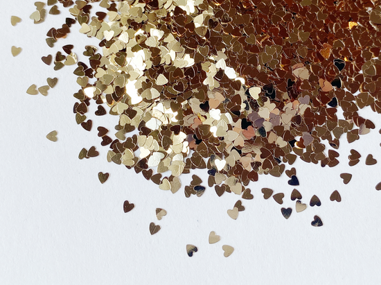 Golden Sand Heart Glitter, 2mm