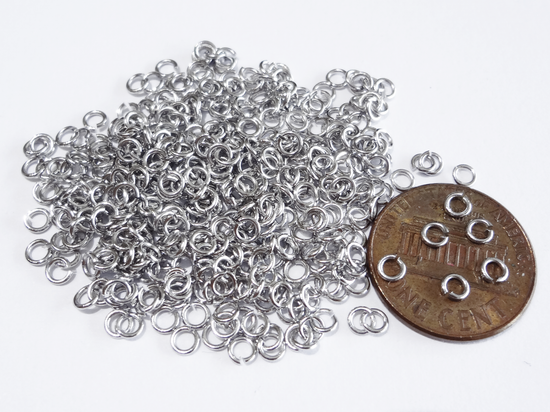 0.6 x 3mm Silver Open Jump Rings, 23 gauge