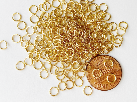 0.8 x 5mm Gold Open Jump Rings, 21 gauge