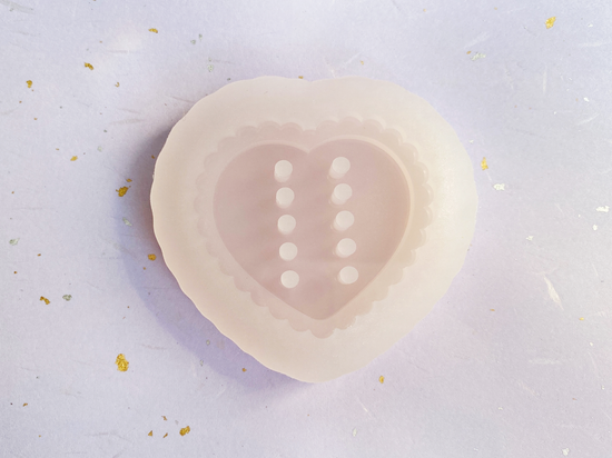 Scalloped Heart with Lace Corset Mold, Silicone Mold, Shiny UV Resin Mold