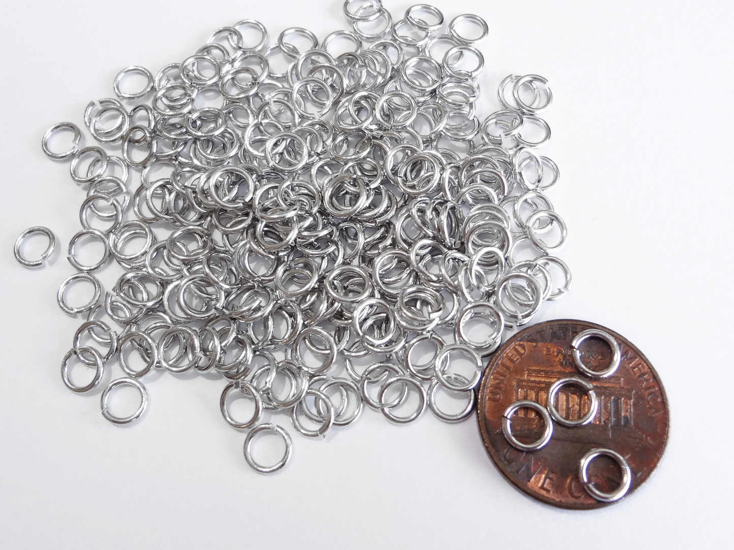 0.8 x 5mm Silver Open Jump Rings, 21 gauge