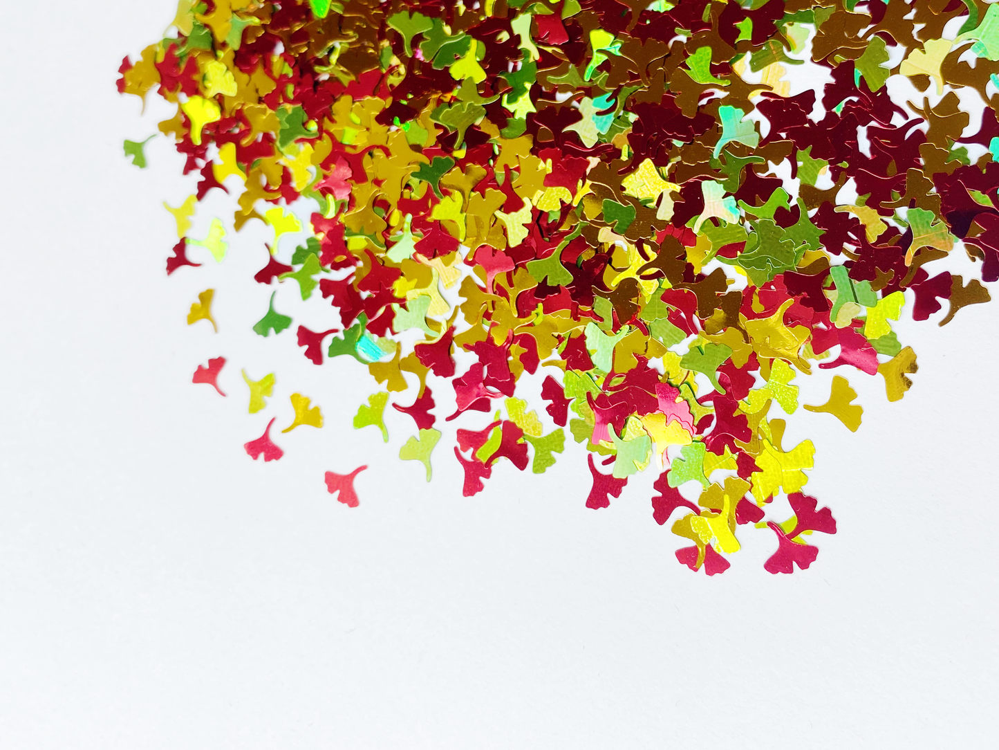 Ginkgo Leaves Glitter, 6mm, Choose from Red, Gold, Holo Green, or Mix of all Three Colors