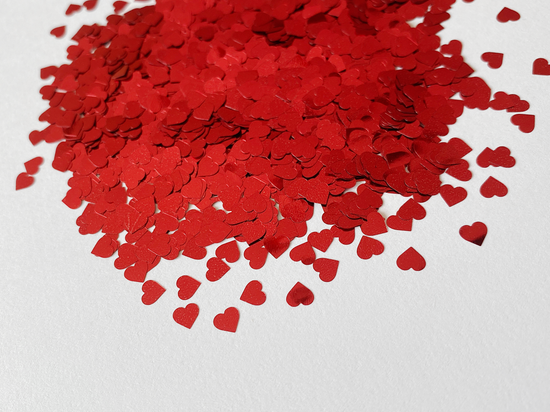 Lipstick Red Heart Glitter, 4mm