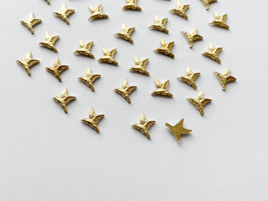 8x7mm Raw Solid Brass Hummingbird