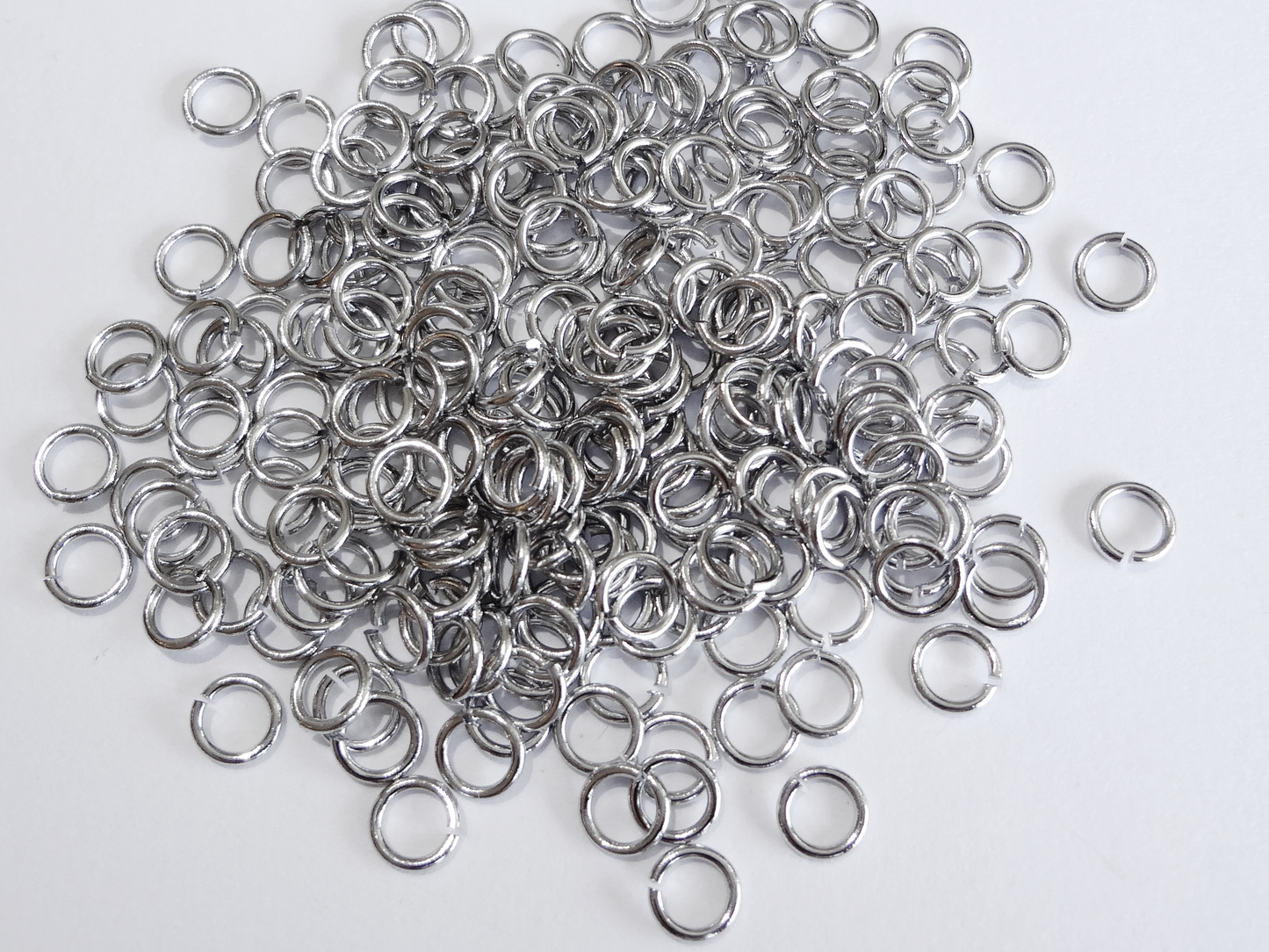 0.8 x 5mm Silver Open Jump Rings, 21 gauge