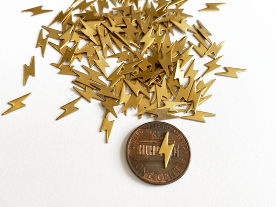 11x3mm Raw Brass Lightning Bolt