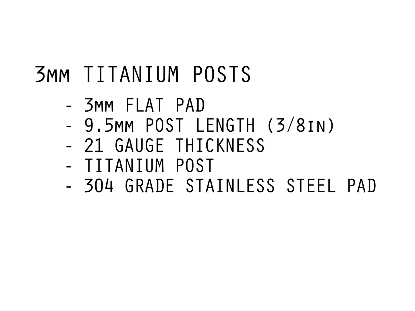 3mm Titanium Earring Posts, 9.5mm Length, 21 gauge Nickel Free Hypoallergenic