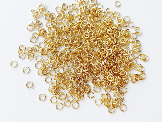 0.6 x 3mm Gold Open Jump Rings, 23 gauge