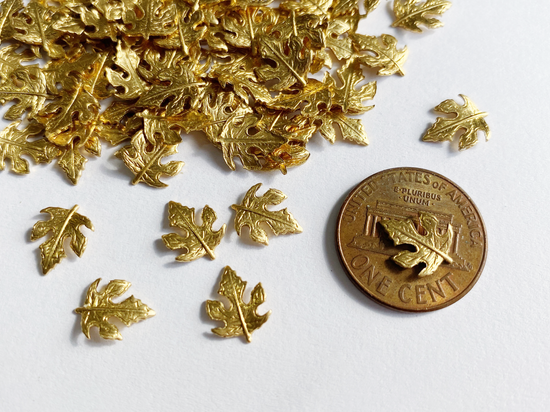 10x8mm Raw Brass Autumn Leaves