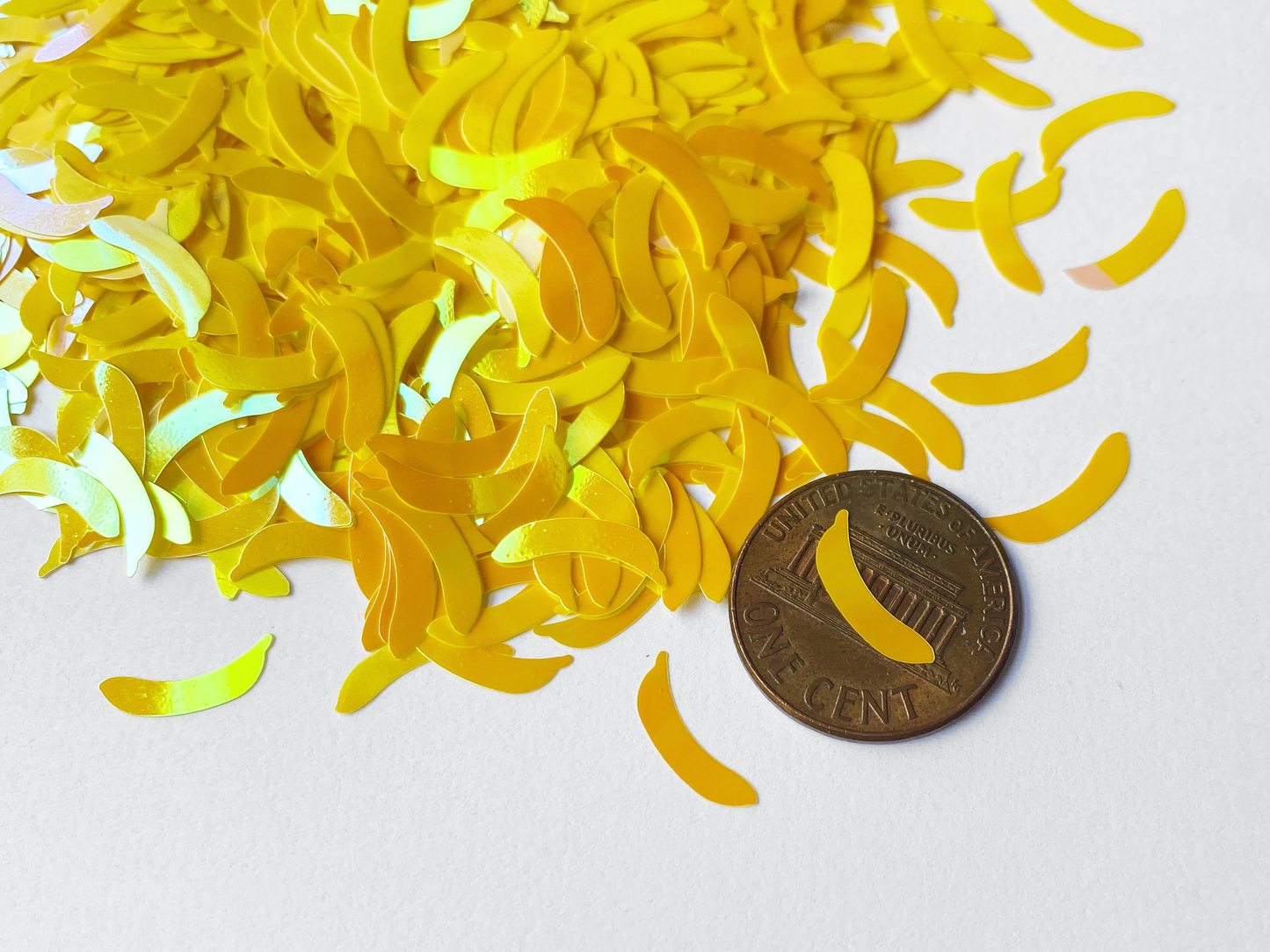 Load image into Gallery viewer, Iridescent Yellow Banana Glitter, 12x4mm
