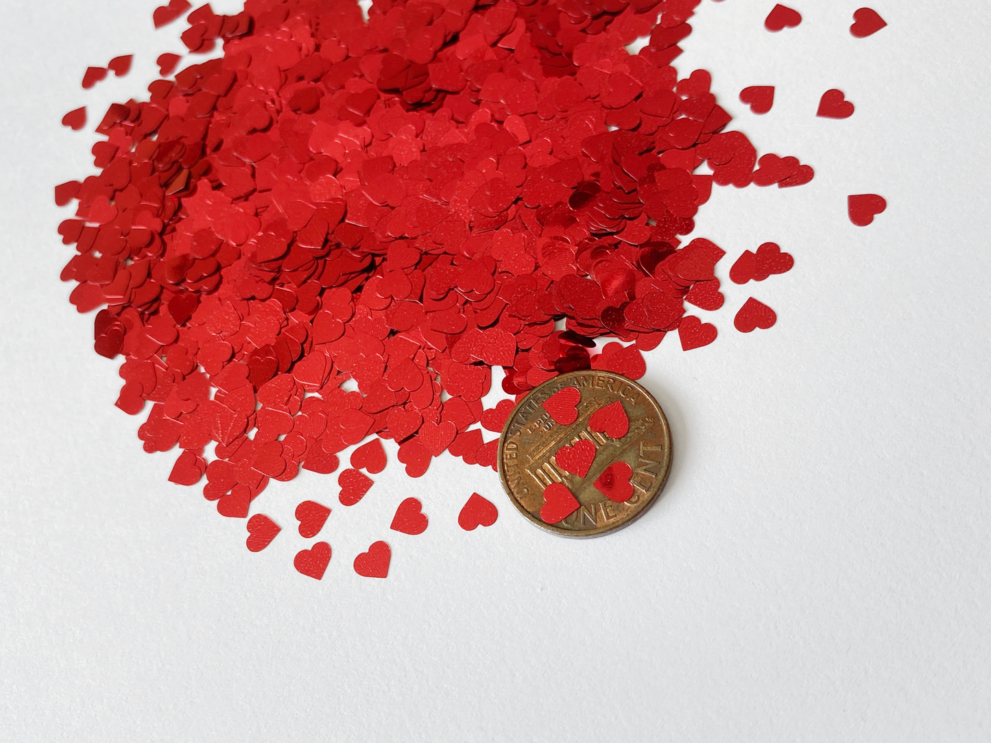Lipstick Red Heart Glitter, 4mm