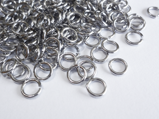 0.8 x 5mm Silver Open Jump Rings, 21 gauge