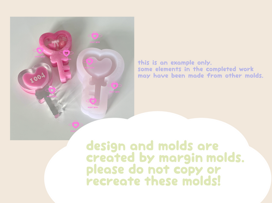 Heart Key Shaker Mold, Silicone Mold, Shiny UV Resin Mold