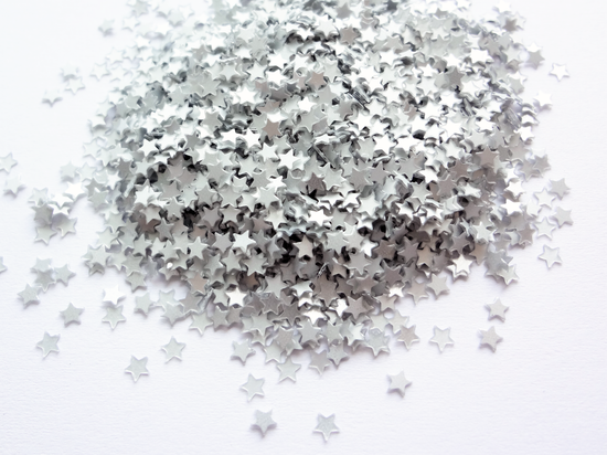 Matte Satin Silver Tiny Star Sequins, 3mm