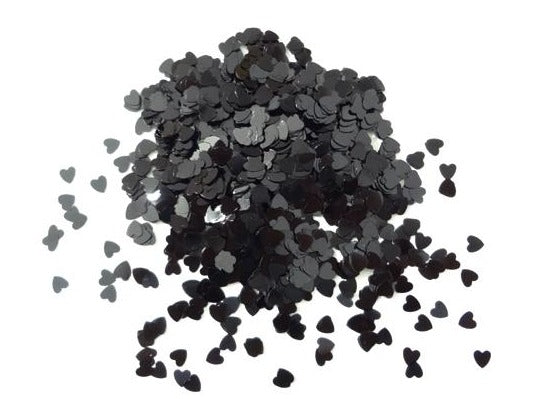 Charcoal Black Heart Glitter, 3mm, Solvent Resistant Glitter