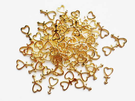 12x6mm 3D Gold Heart Wand