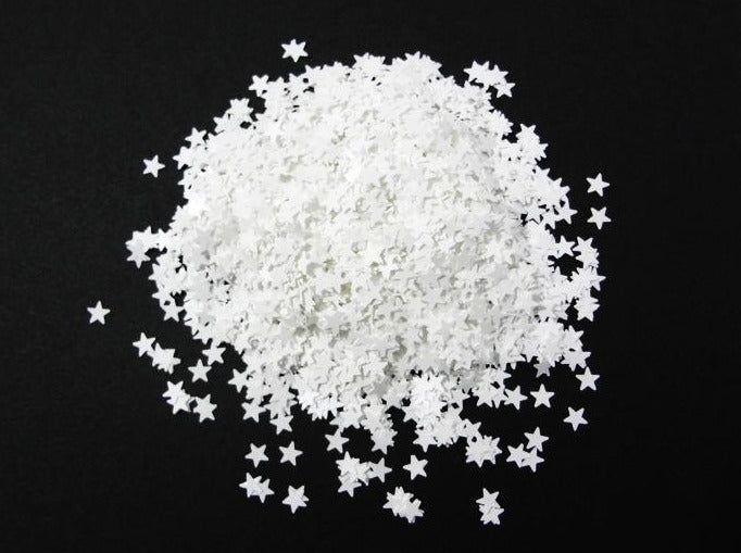 Snow White Star Glitter, 3mm, Solvent Resistant Glitter