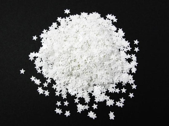 Snow White Star Glitter, 3mm, Solvent Resistant Glitter