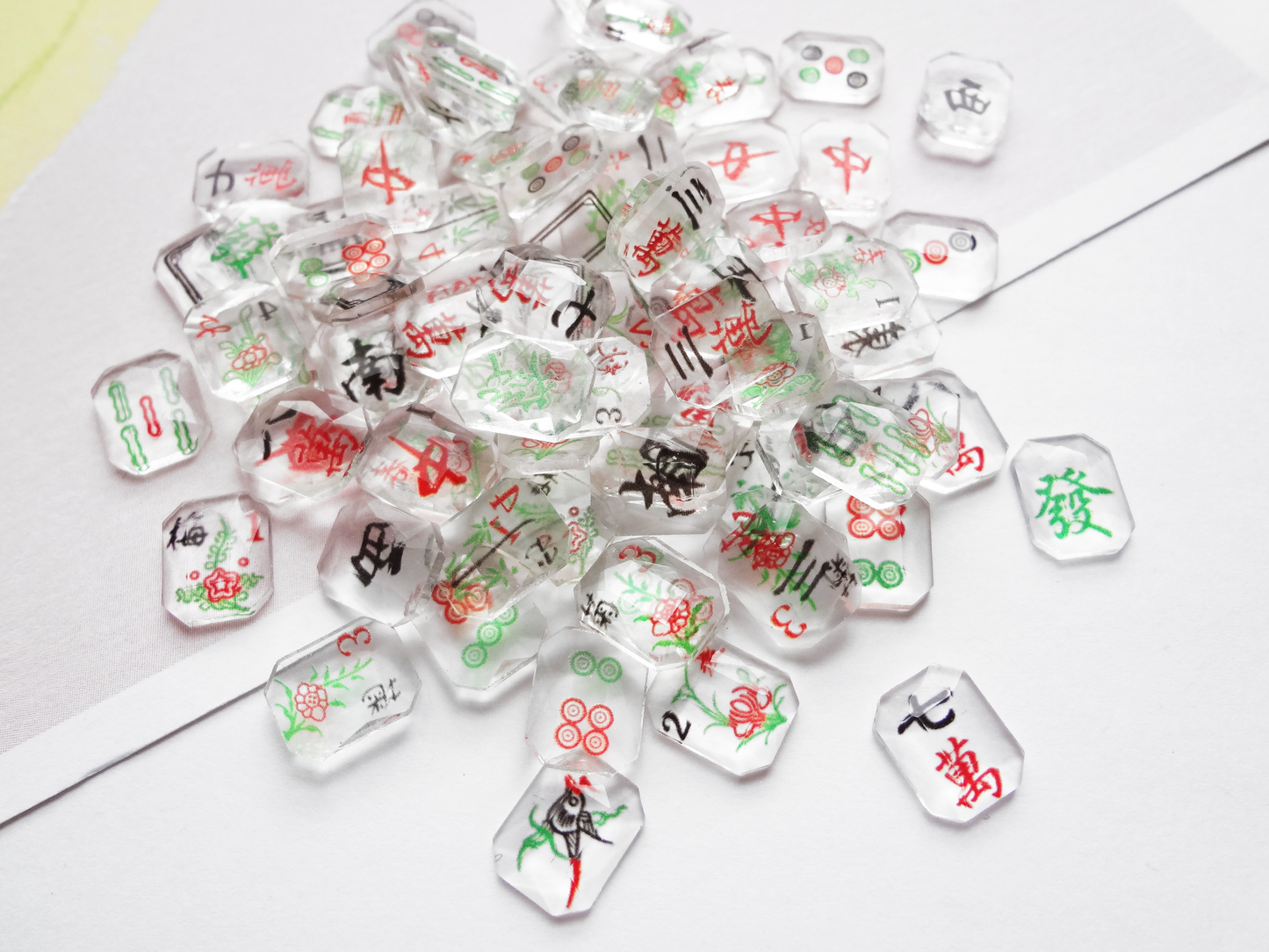 10x8mm Clear Glass 3D Mahjong Tiles