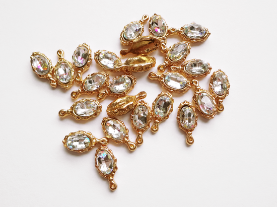 12x6mm 3D Gold Rhinestone Mirror