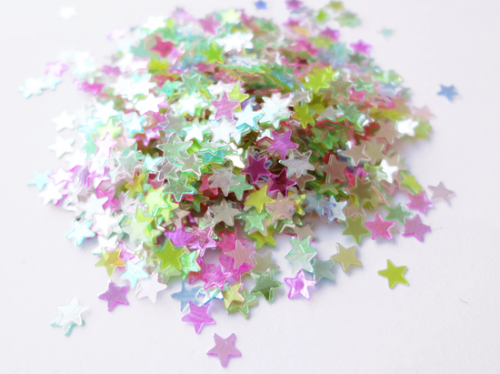 Translucent Iridescent Pastel Rainbow Star Sequins, 3mm