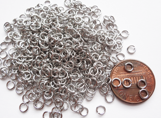 0.7 x 4mm Silver Open Jump Rings, 22 gauge