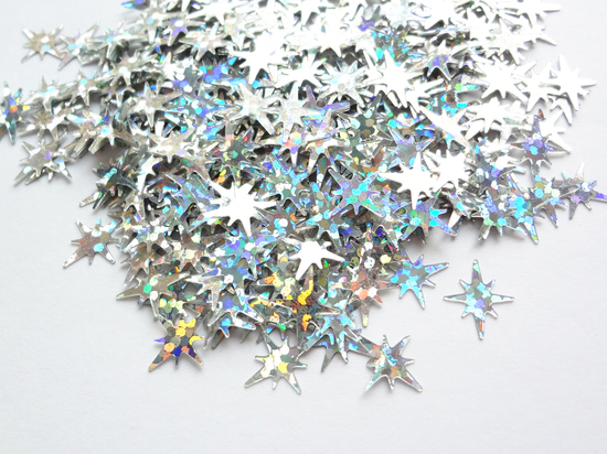 Hologram Silver Starburst Sequins, 9x8mm