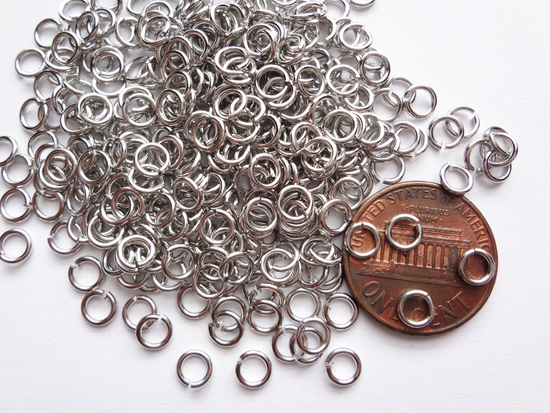 0.8 x 4.5mm Silver Open Jump Rings, 21 gauge