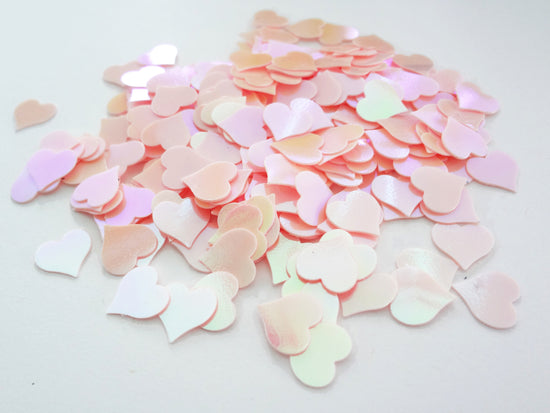 Iridescent Peach Pink Large Heart Glitter, 8mm