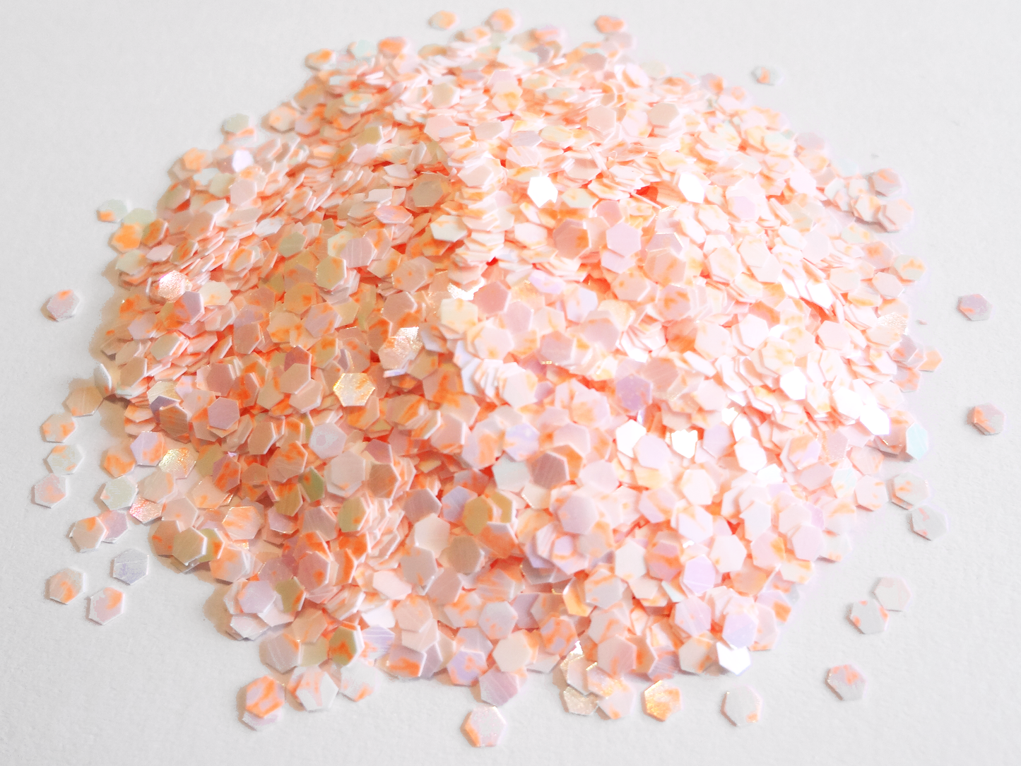 Iridescent Cream Peach Pink Loose Glitter, .080" Hex, 2mm, 1/12