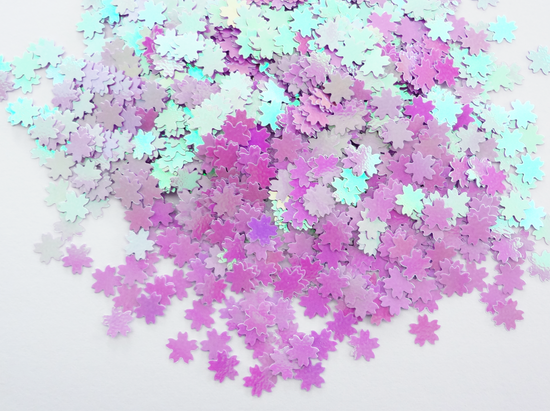 Iridescent Light Magenta Purple Cherry Blossom Flower Glitter, 5mm