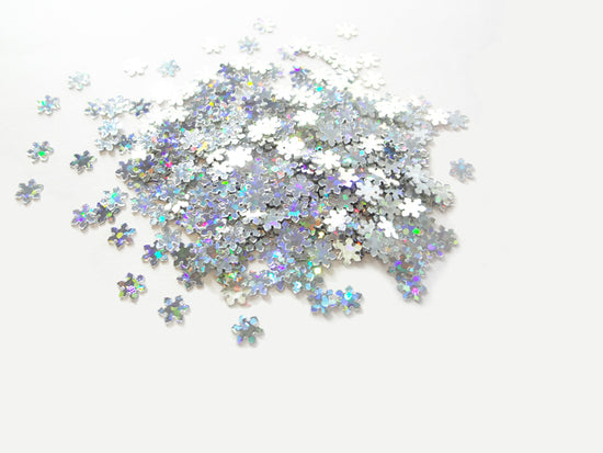 Holographic Silver Snowflake Sequins, 5mm