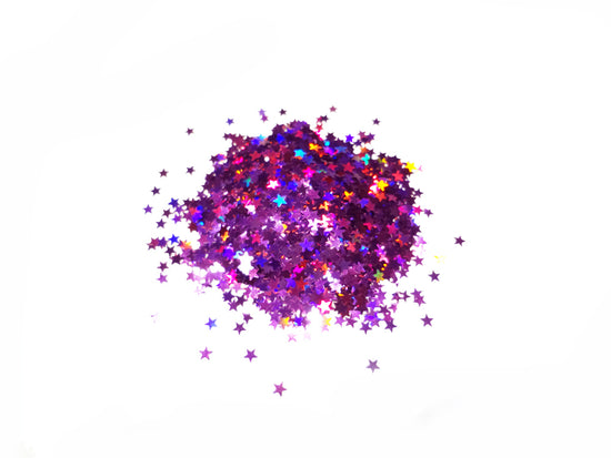 Holographic Laser Violet Purple Star Glitter, 3mm, Solvent Resistant Glitter