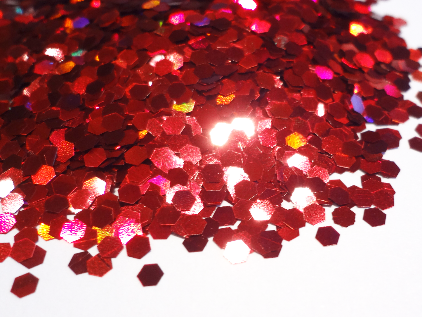 Holographic Laser Red Loose Glitter, .080" Hex, 2mm, 1/12