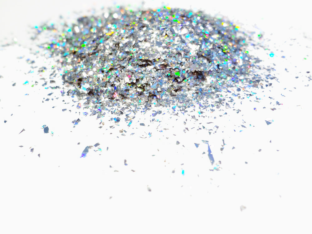 Holographic Silver Tiny Shards, Solvent Resistant Glitter