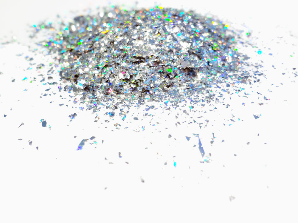 Load image into Gallery viewer, Holographic Silver Tiny Shards, Solvent Resistant Glitter
