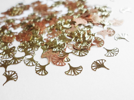 5mm Gold Gingko Leaf, Nail Art Slices