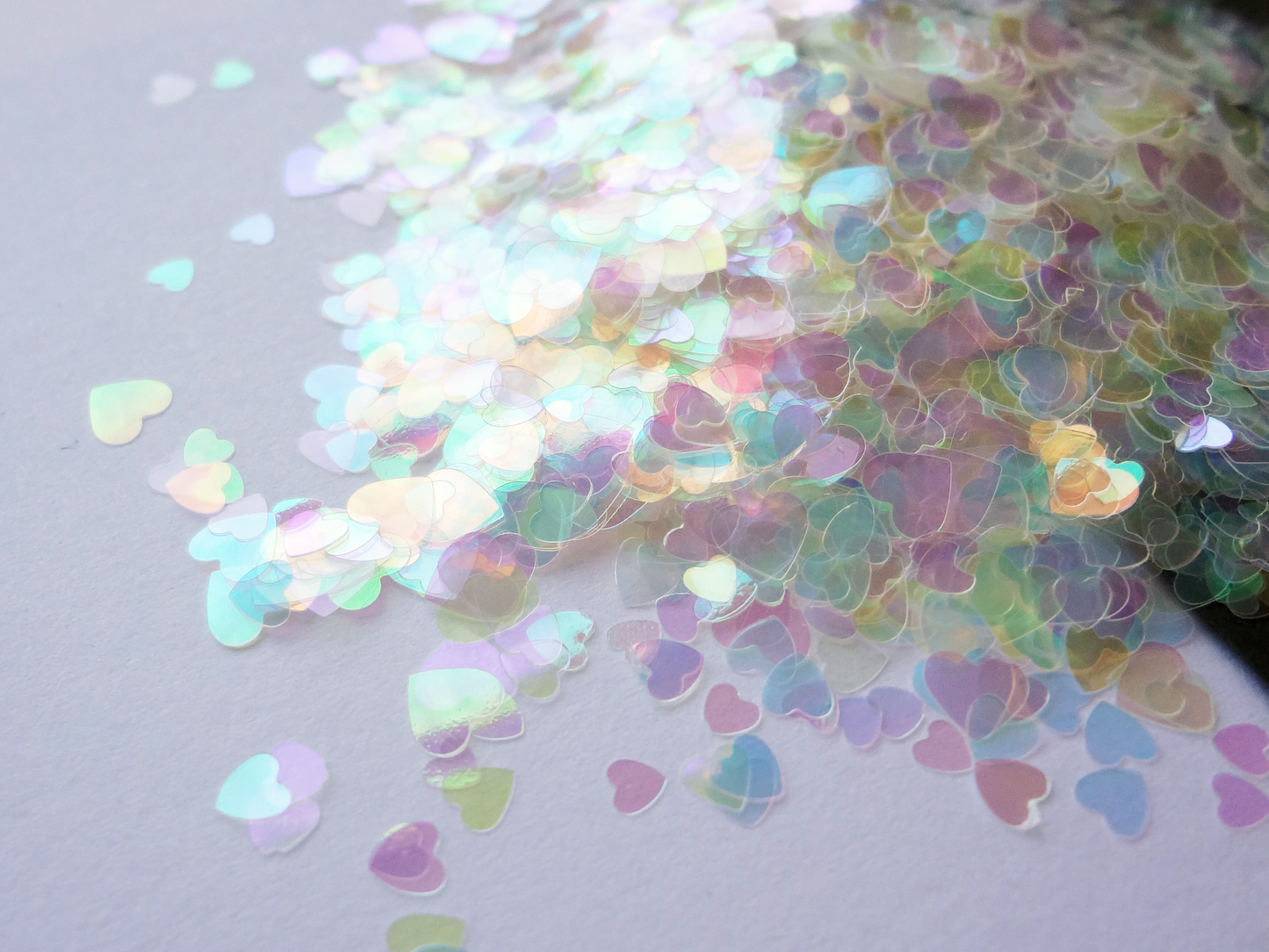 Iridescent Hearts Glitter, 2mm, 3mm, and 4mm mix, Solvent Resistant Glitter