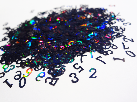 Holographic Black Numbers Glitter, 5mm