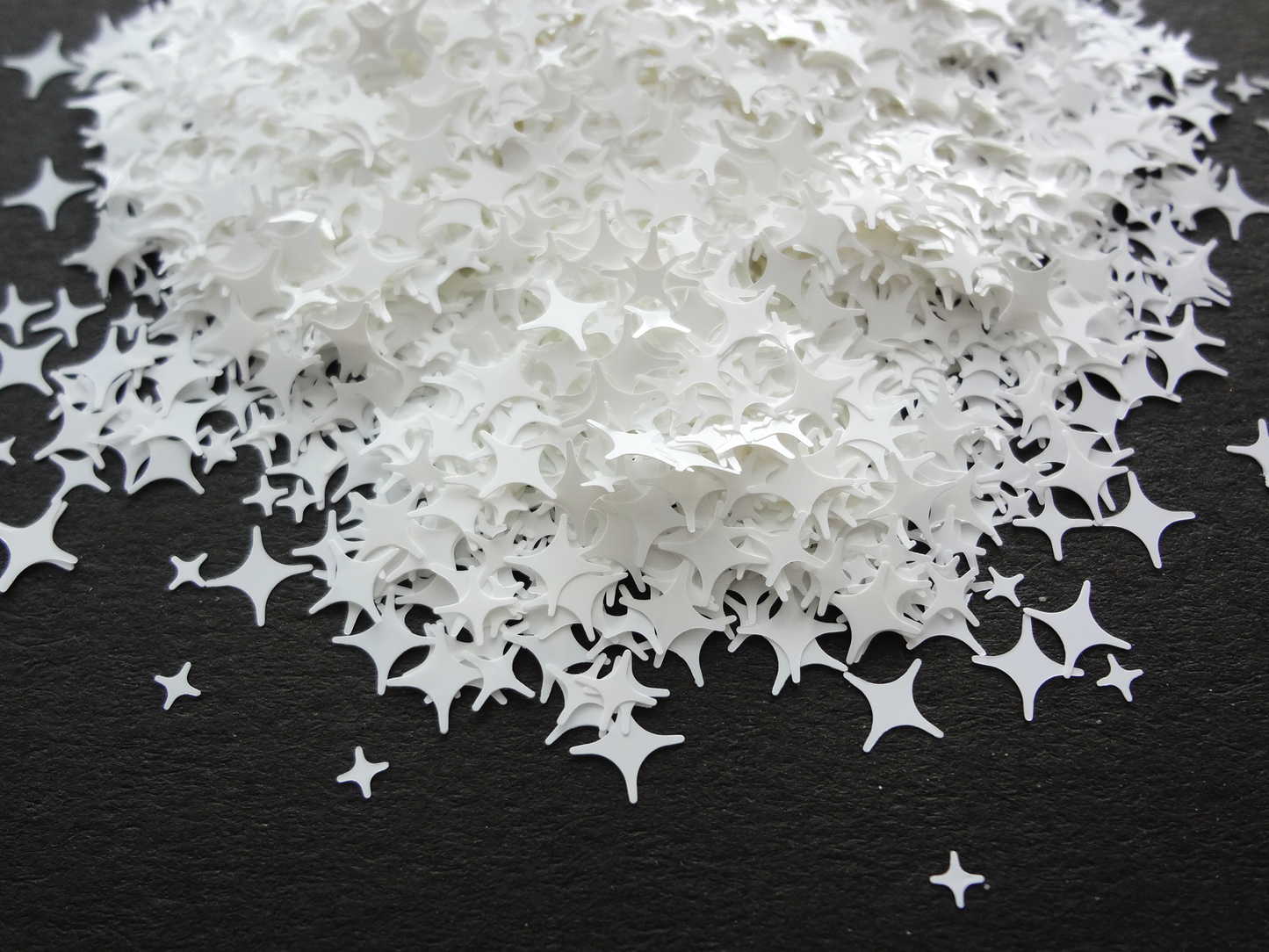 Translucent Glossy White Four Point Stars Glitter, 2mm, 4mm and 5mm mix