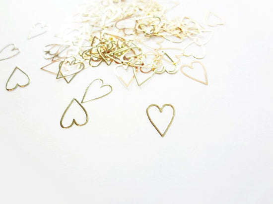 8x6mm Gold Hollow Heart, Nail Art Slices