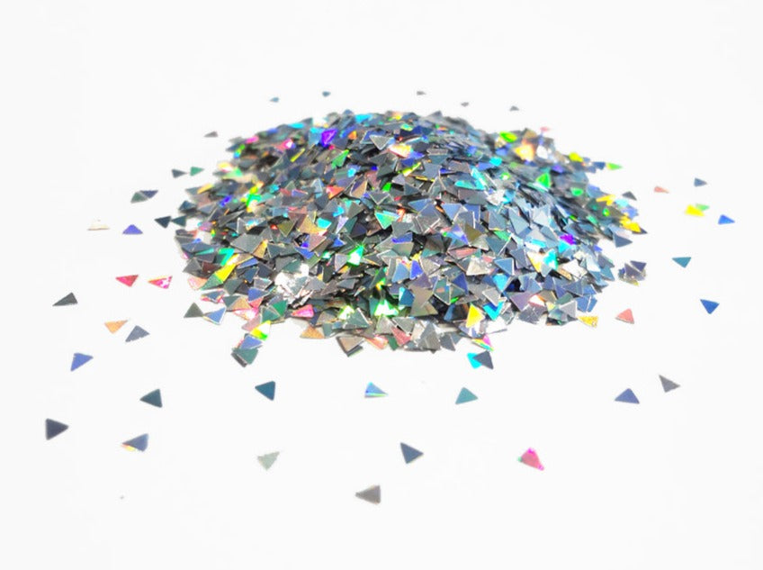 Holographic Laser Silver Triangle Glitter, 2mm