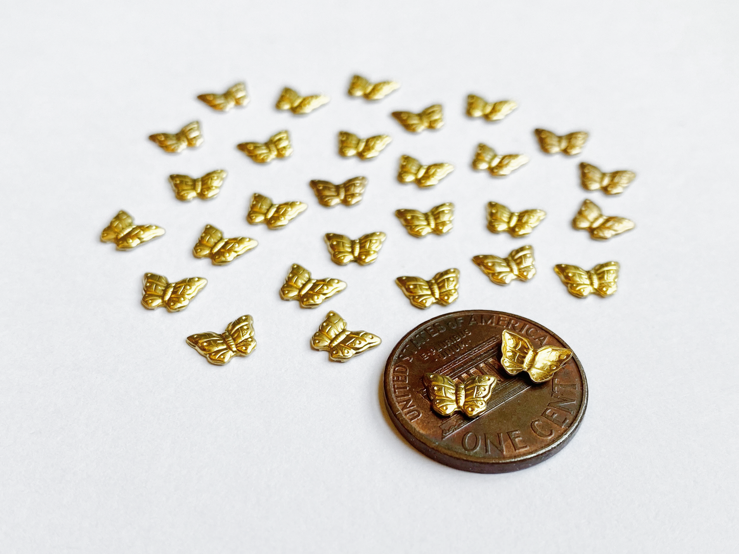 7x5mm Raw Brass Gold Butterfly