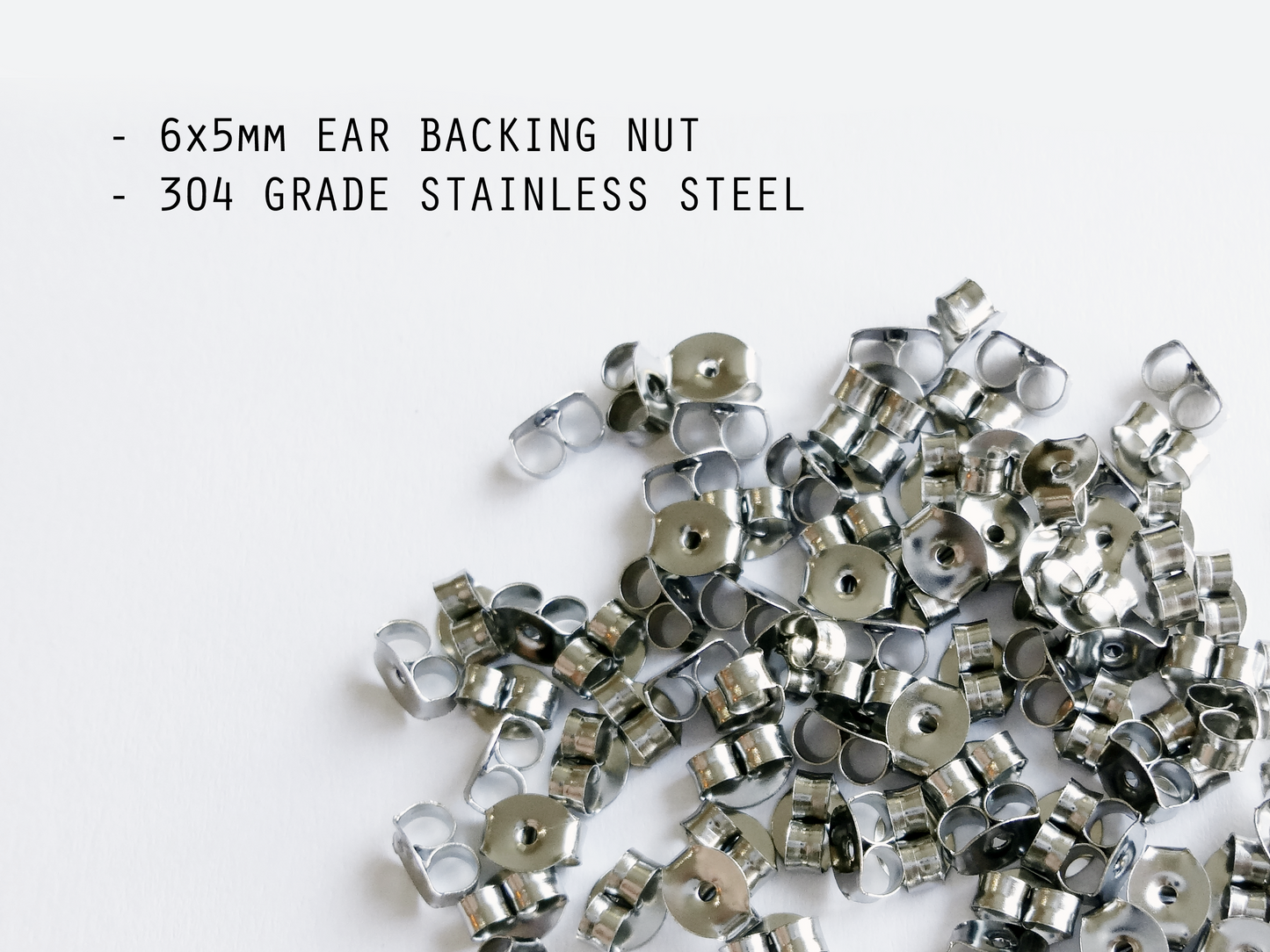 Stainless Steel Earring Backs, 304 Grade Hypoallergenic Ear Clutches