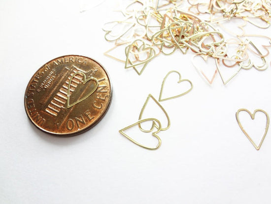 8x6mm Gold Hollow Heart, Nail Art Slices