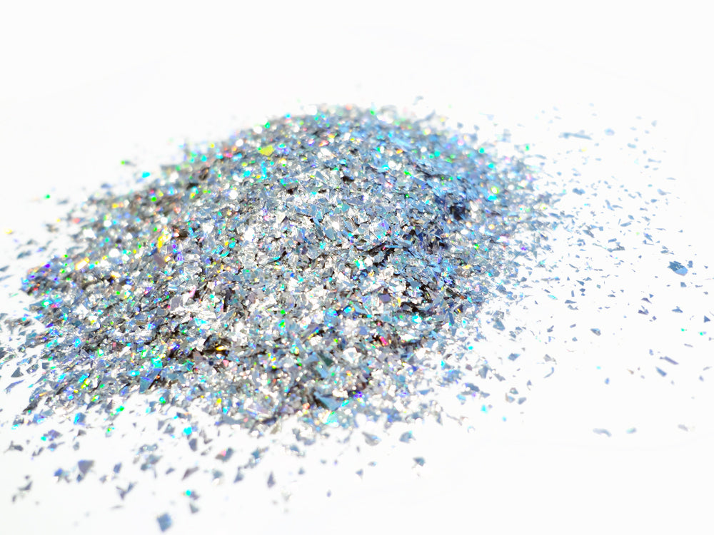 Holographic Silver Tiny Shards, Solvent Resistant Glitter